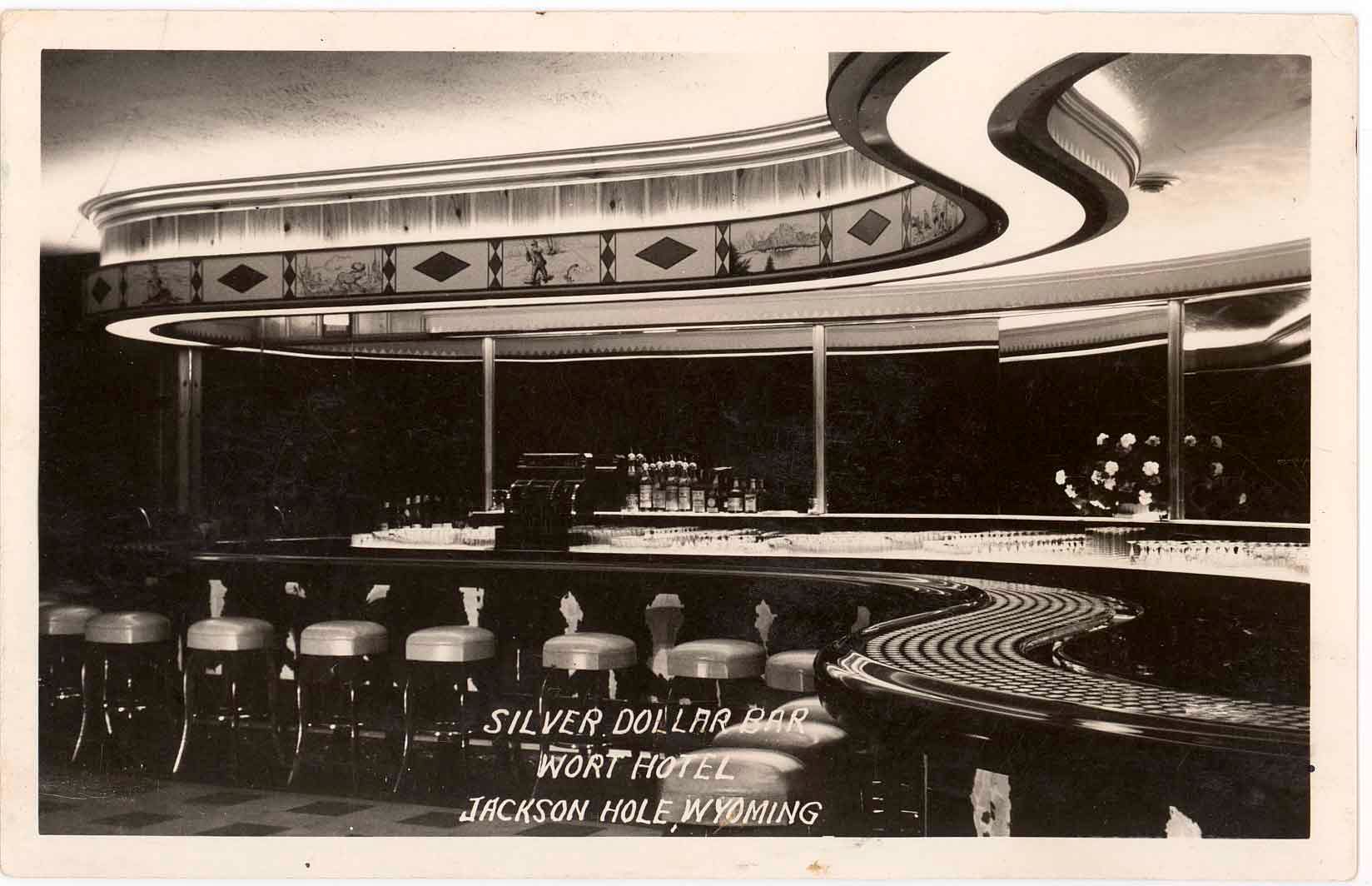 Historical Image of the inside of The Silver Dollar Bar at The Wort Hotel, a member of Historic Hotels of America since 2002, located in Jackson Hole, Wyoming